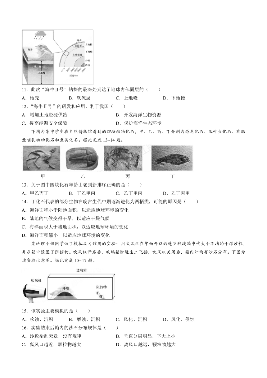 湖南省长沙市湖南师范大学附属中学2023-2024学年高一上学期期中考试地理试题（含答案）