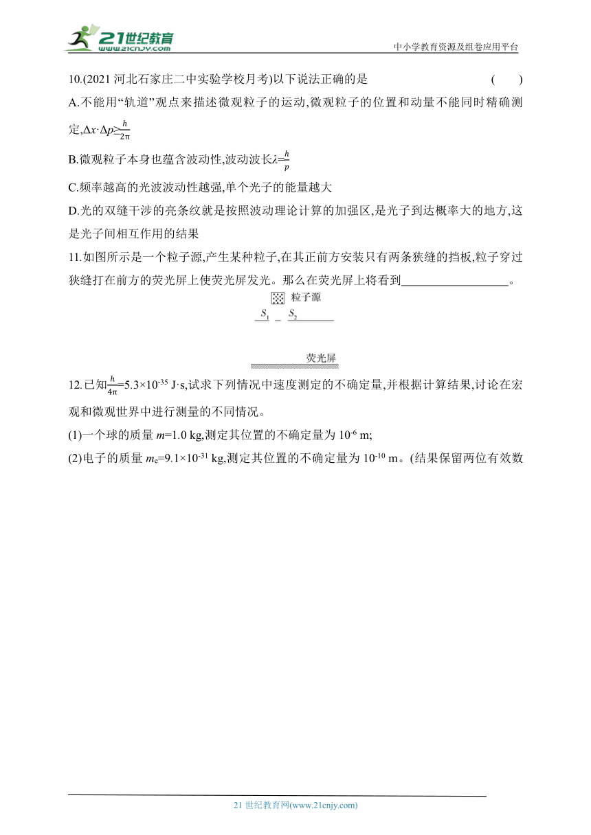 2024鲁科版高中物理选择性必修第三册同步练习--第2节　实物粒子的波粒二象性