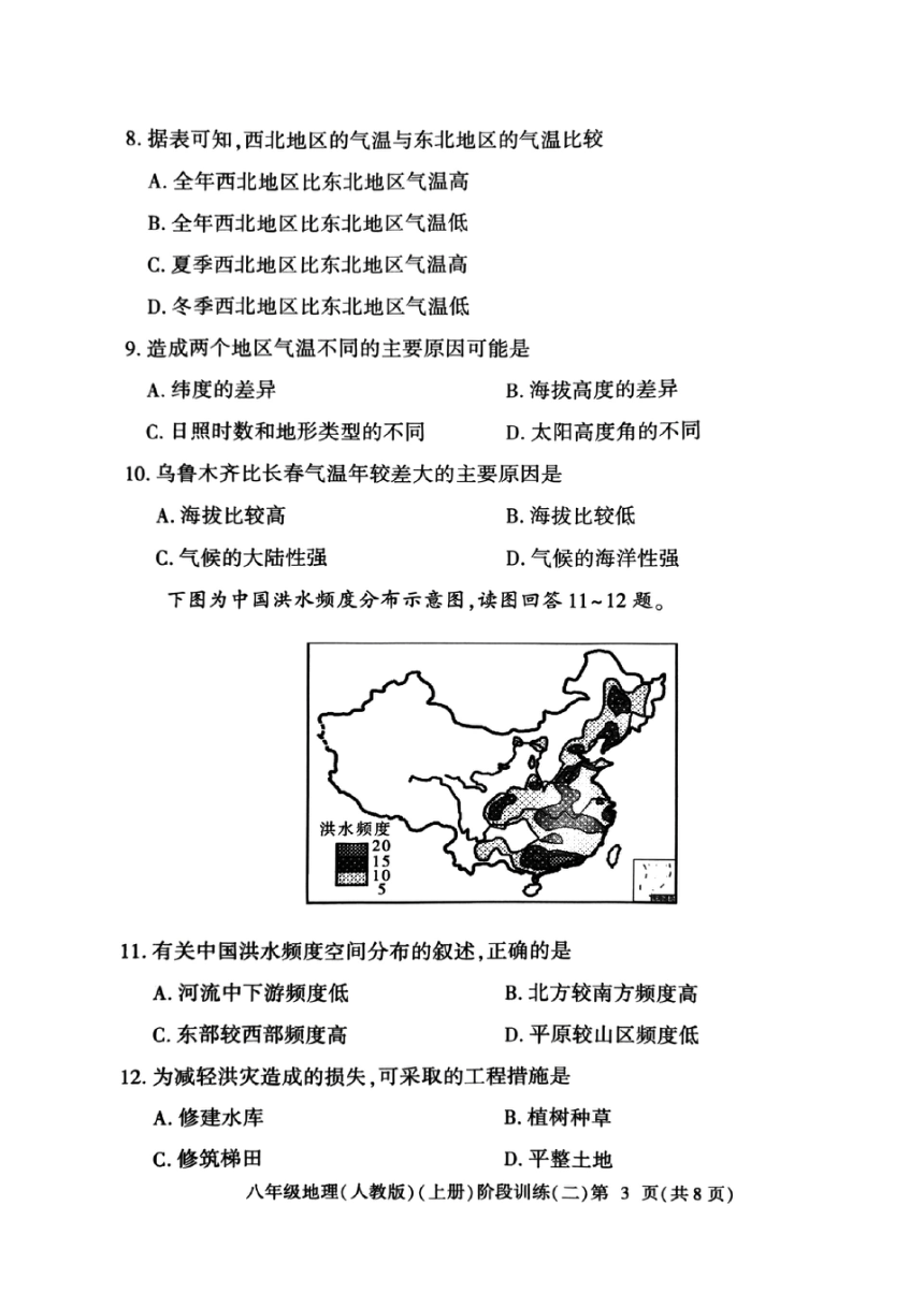 广东省阳江市江城区2023-2024学年八年级地理期中检测题（PDF版，含答案）