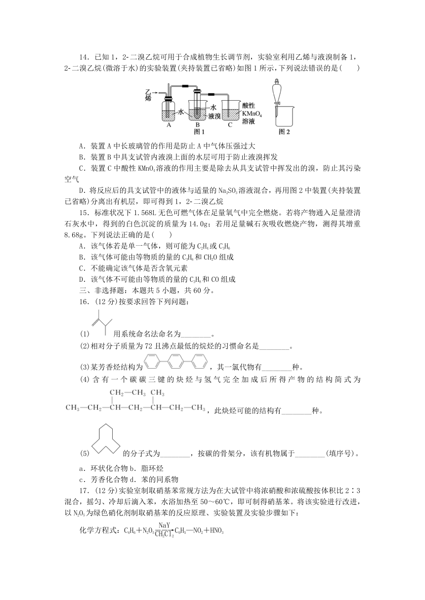 鲁科版选择性必修3高中化学第1章有机化合物的结构与性质烃综合素养检测（含解析）