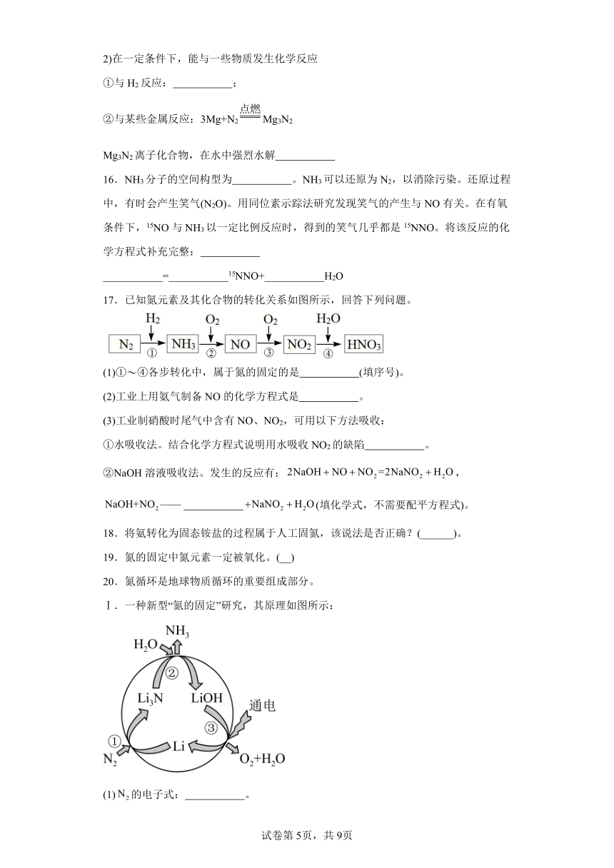 7.1.3人工固氮——合成氨分层练习（含解析）2023-2024学年苏教版（2019）高中化学必修第二册