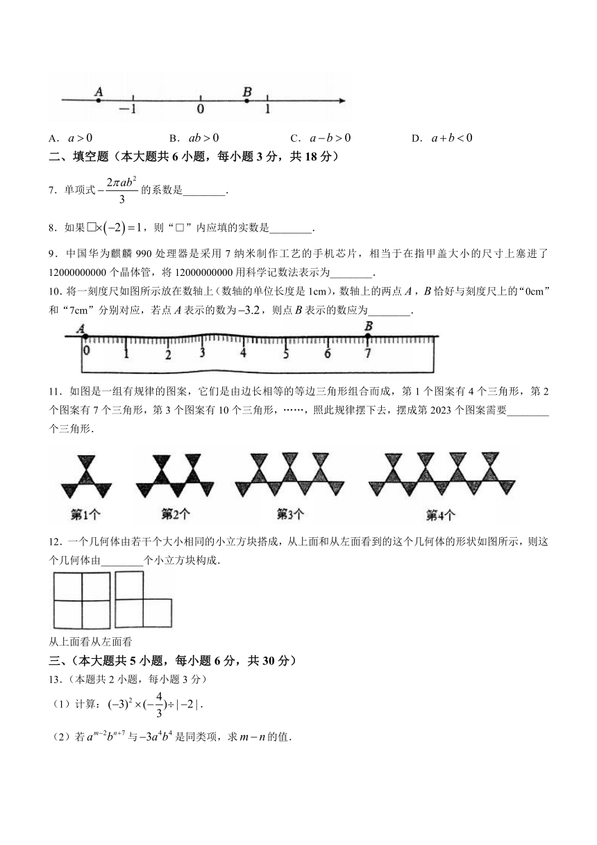 江西省鹰潭市余江区2023-2024学年七年级上学期期中数学试题（含答案）