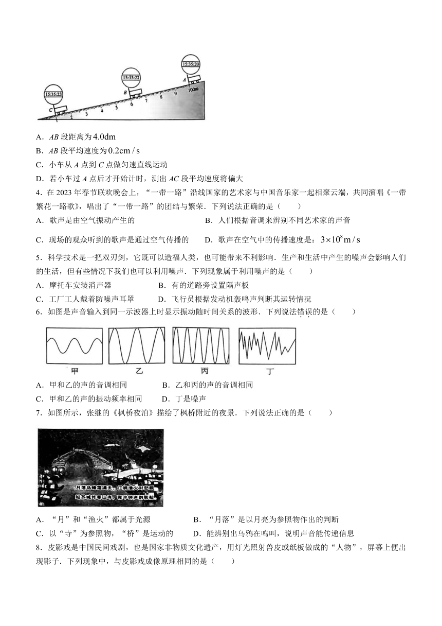 山东省淄博市临淄区2023-2024学年八年级上学期11月期中物理试题（含答案）