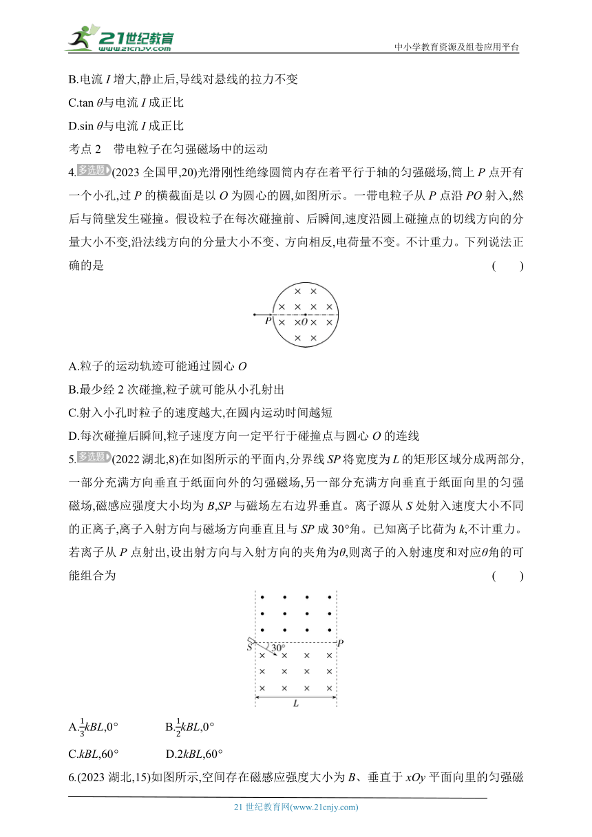 2024鲁科版高中物理选择性必修第二册同步练习--第1章 安培力与洛伦兹力拔高练