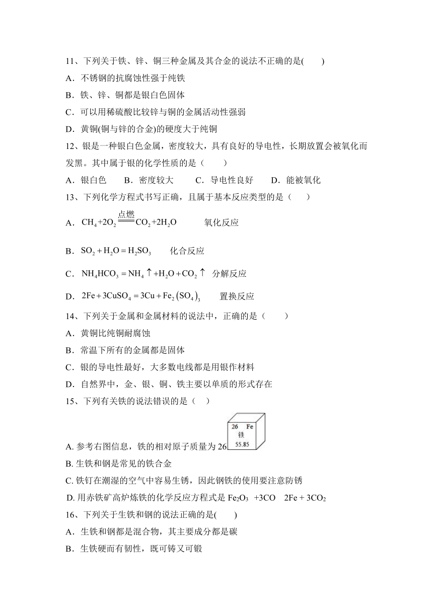 2023—2024学年沪教版（全国）化学九年级上册第五章  金属的冶炼与利用 复习选题（含答案）