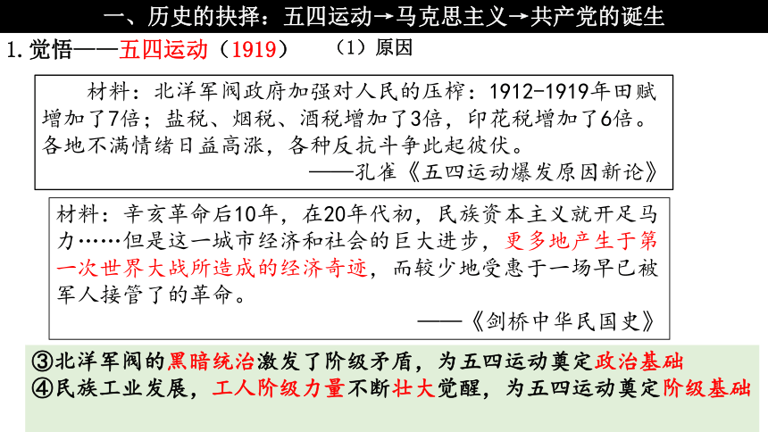 第20课 五四运动与中国共产党的诞生 课件(共19张PPT) 高中历史统编版（部编版）必修 中外历史纲要（上）