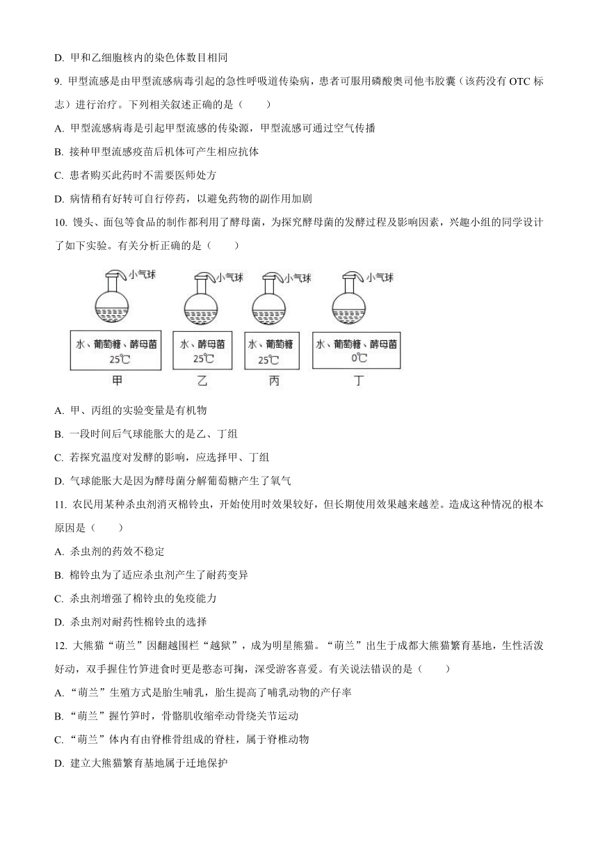 2023年内蒙古呼伦贝尔市结业考试生物真题（含解析）