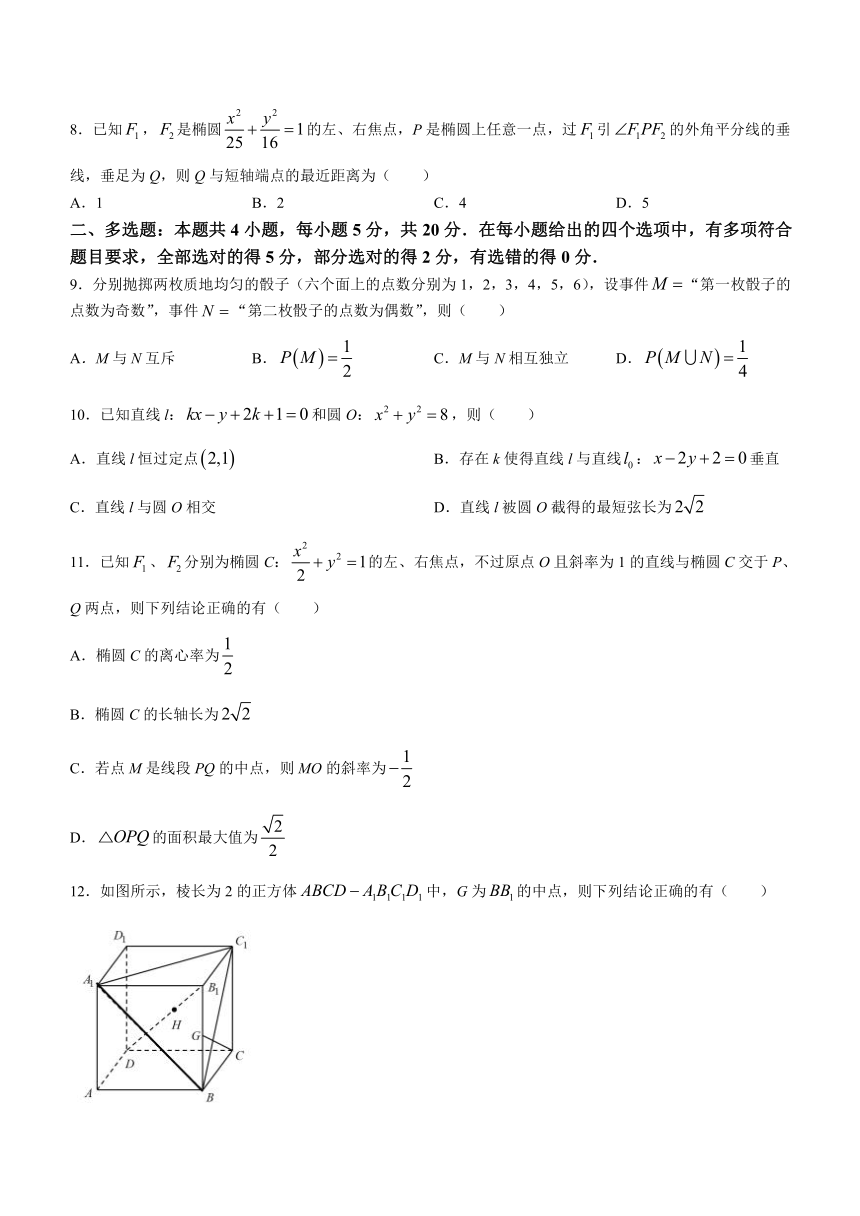 山东省济宁市任城区2023-2024学年高二上学期期中考试数学试题（含答案）