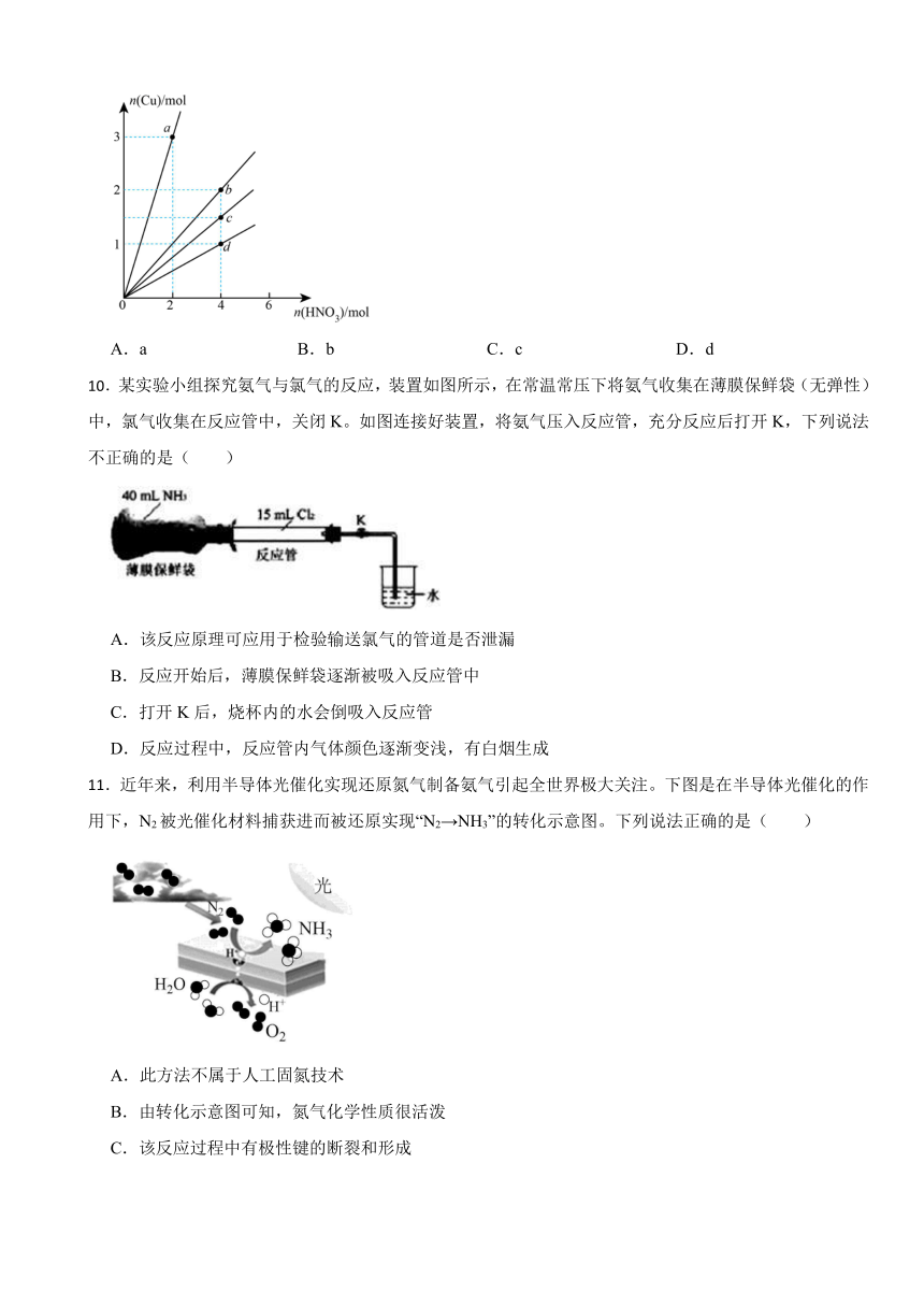 3.3 氮的循环 同步训练（含解析）2023-2024学年高一上学期化学鲁科版（2019）必修第一册