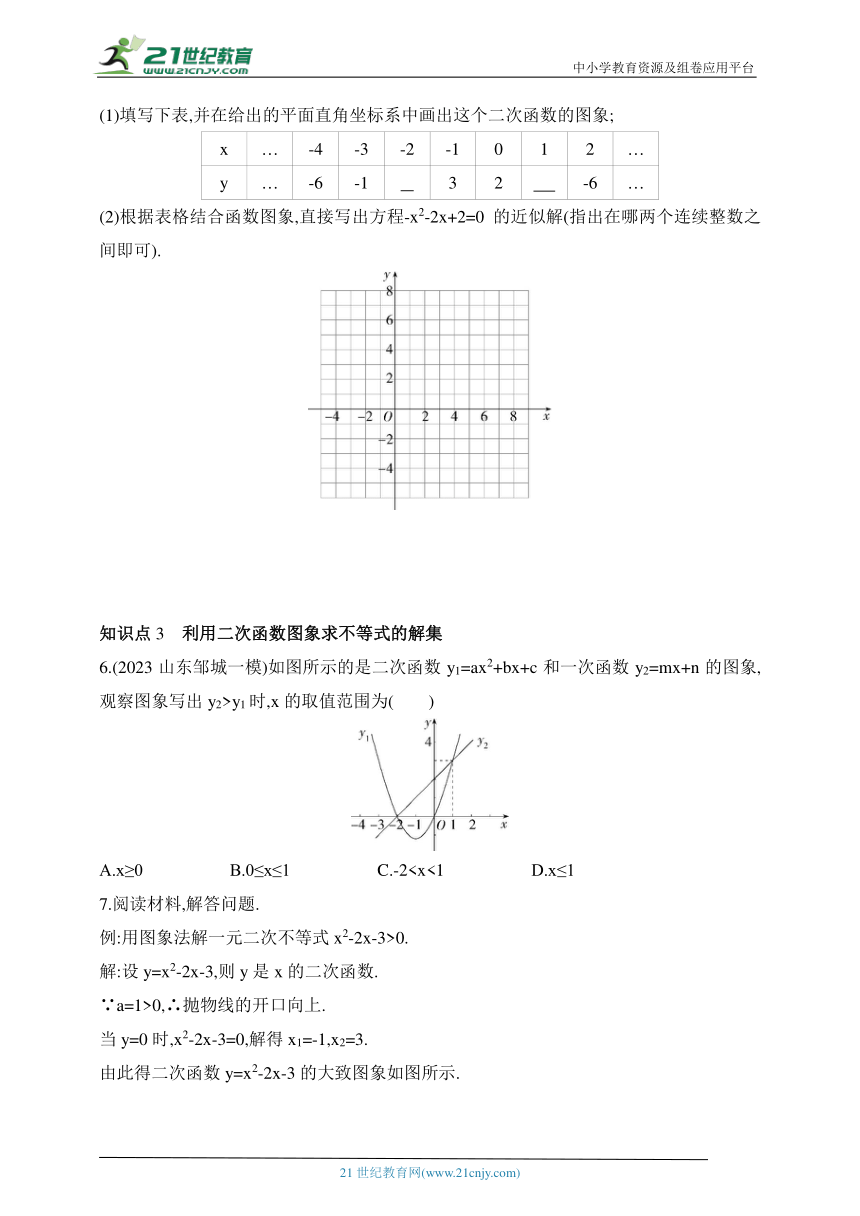 2024北师大版数学九年级下学期课时练--2.5 二次函数与一元二次方程同步练习（含解析）