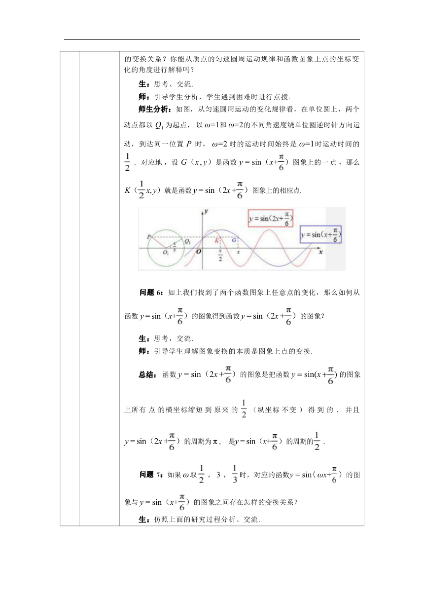 5.6函数y=Asin(ωx+φ)的图象（第二课时）教学设计（表格式）