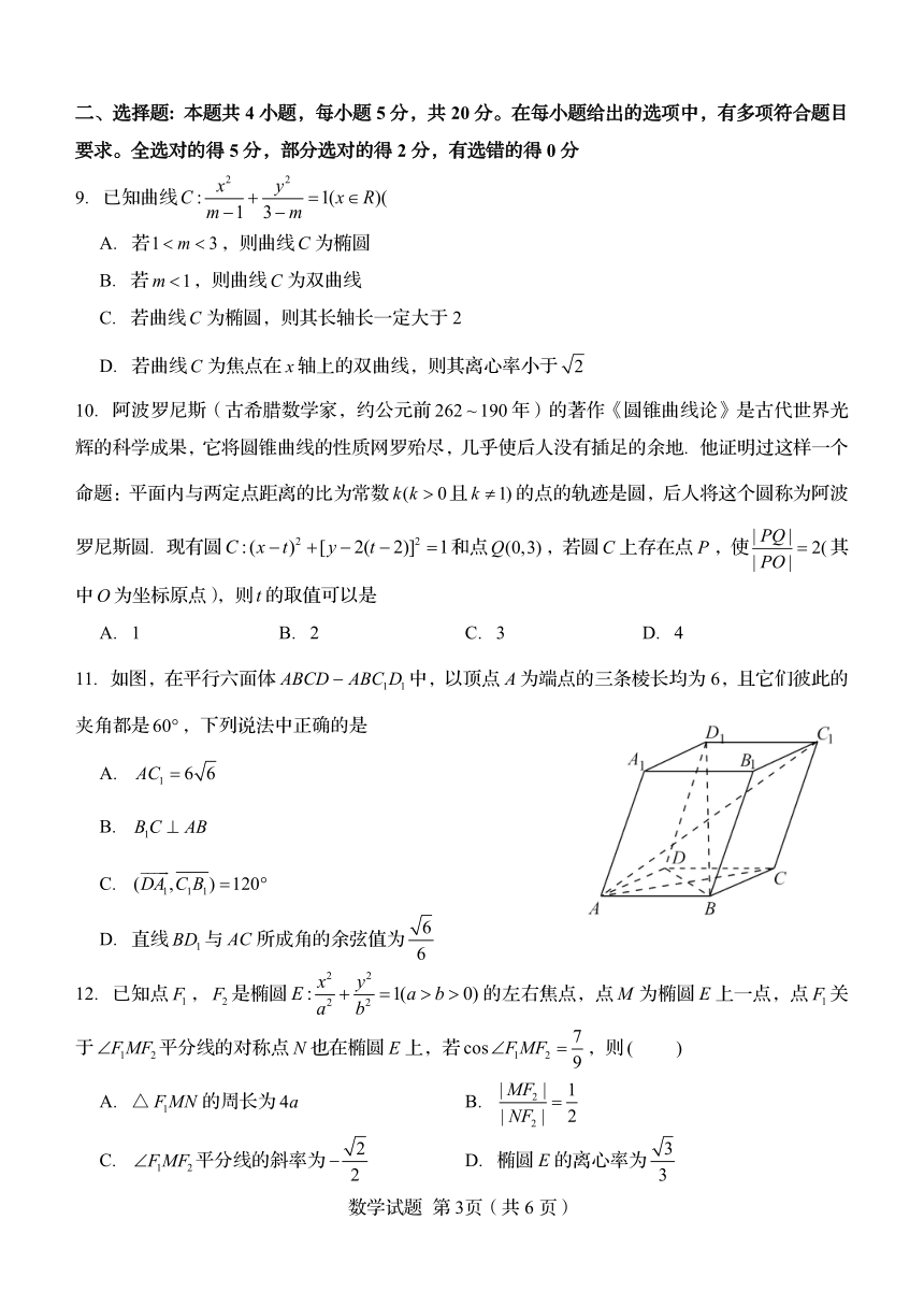 山东省青岛市西海岸新区2023-2024学年高二上学期期中考试数学试题（PDF版无答案）