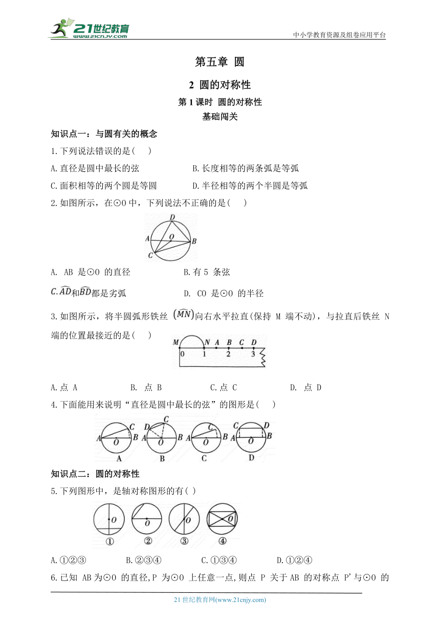 5.2.1 圆的对称性同步练习（含答案）