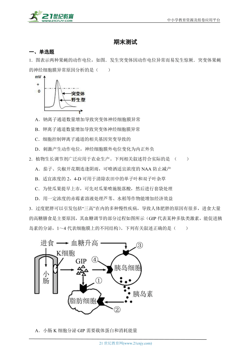 2023-2024年学段高中生物沪科版（2019）高二上学期期末测试模拟题（解析版）