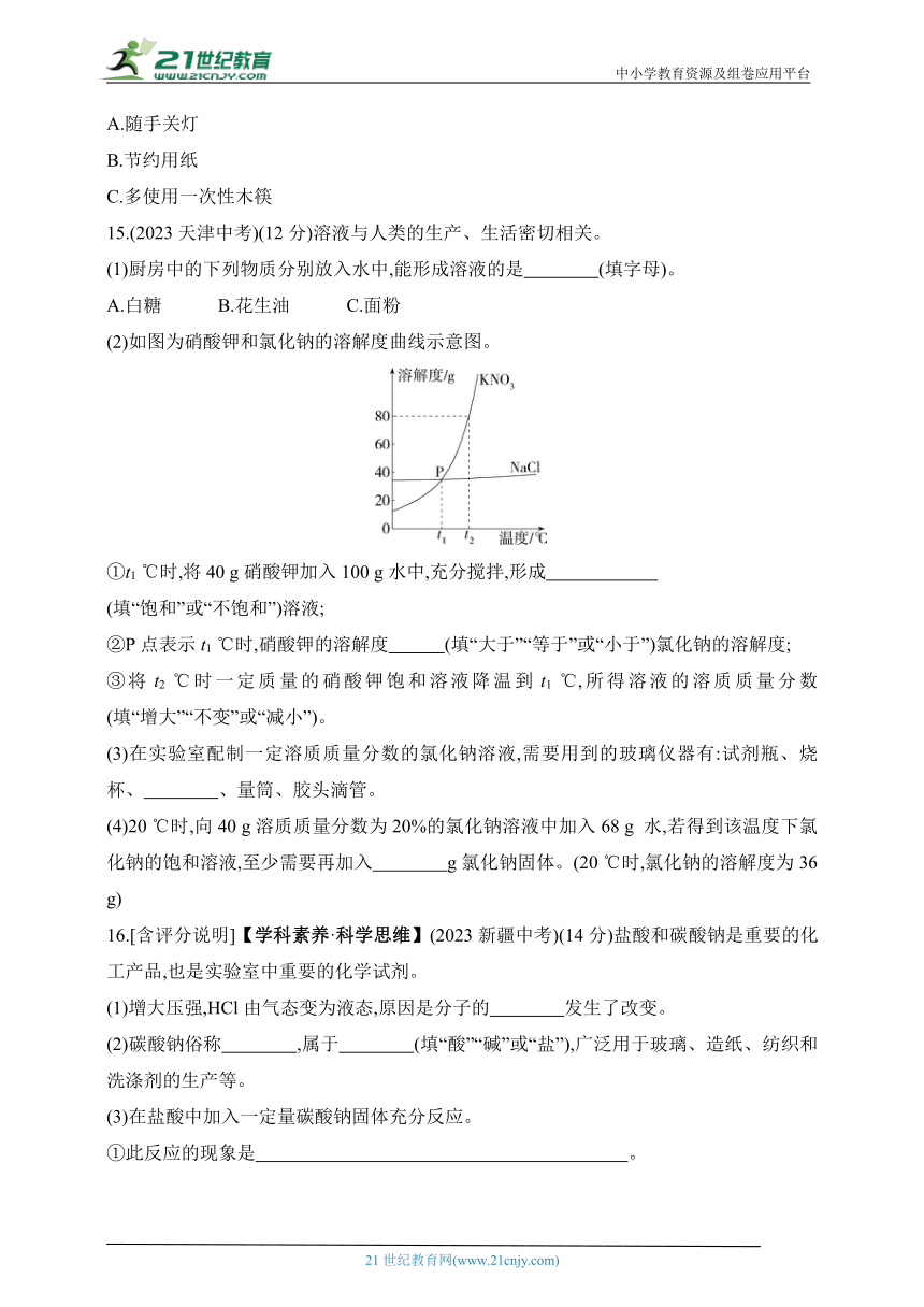 2024沪教版化学九年级下学期课时练--期末素养综合测试(一)