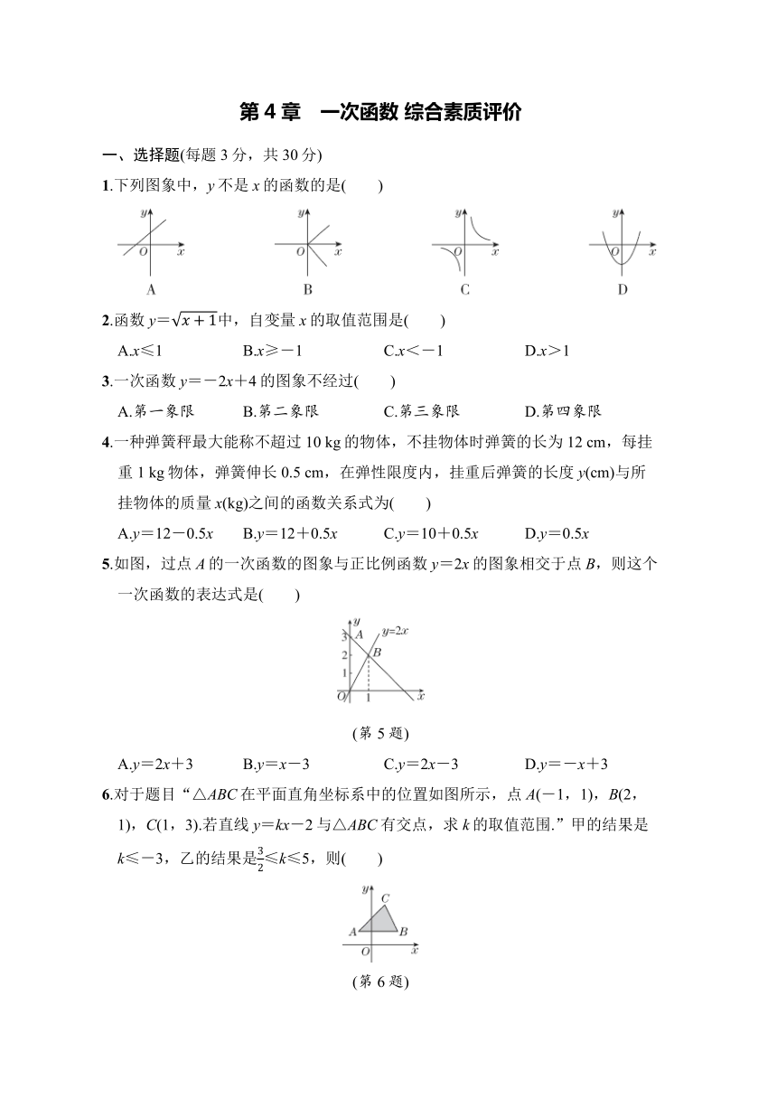 第4章一次函数 综合素质评价（含解析） 湘教版数学八年级下册