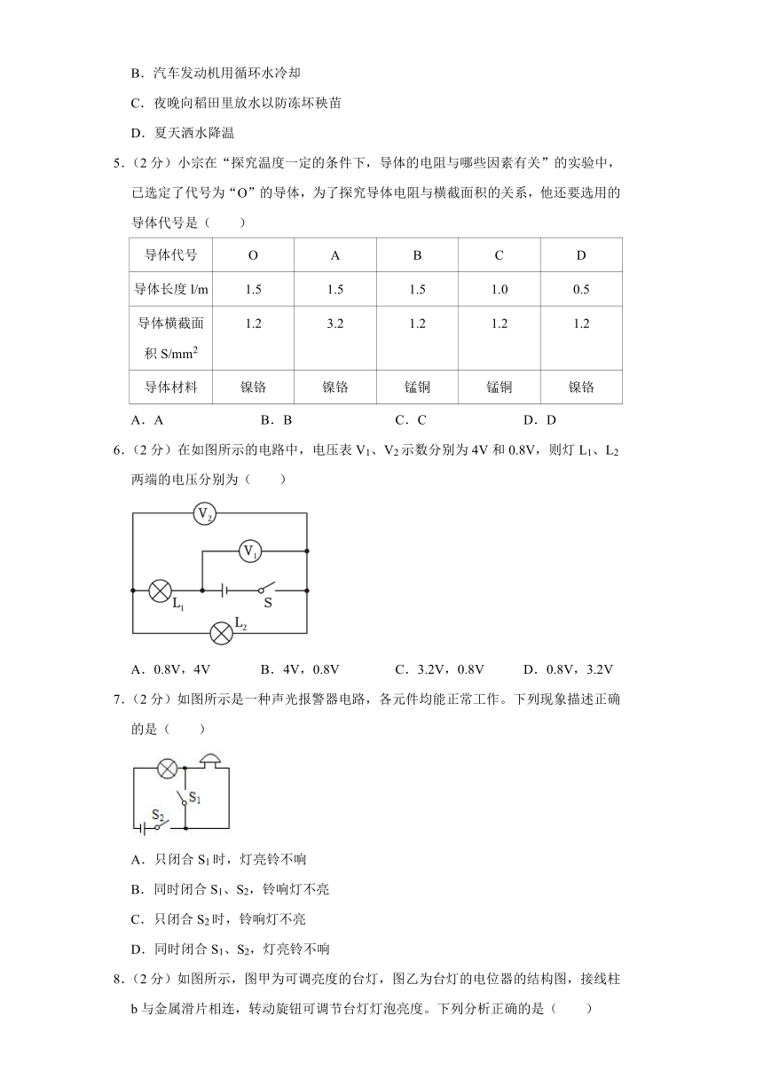 山东省聊城市冠县店子镇中学2023-2024学年九年级上学期期中物理试题（含答案）