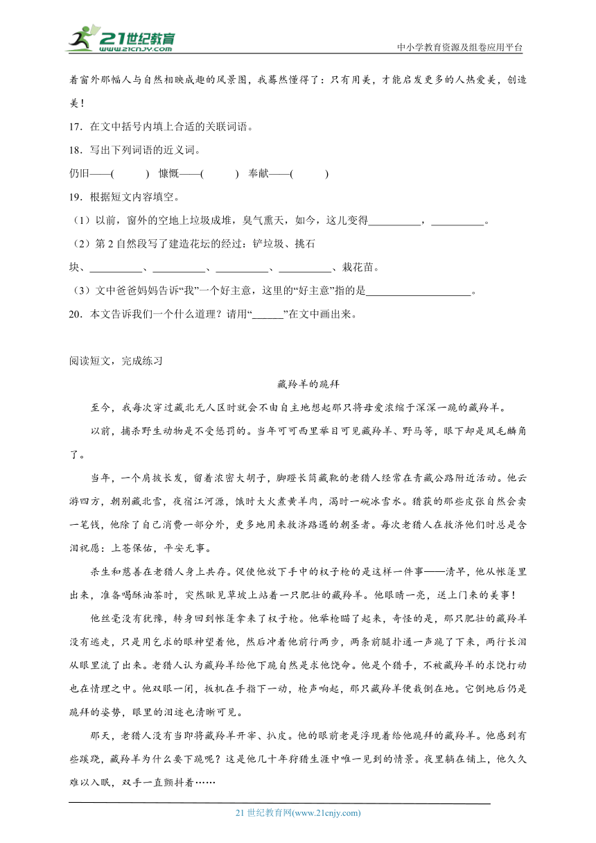 统编版语文六年级上册第6单元现代文阅读精选精练-（含答案）