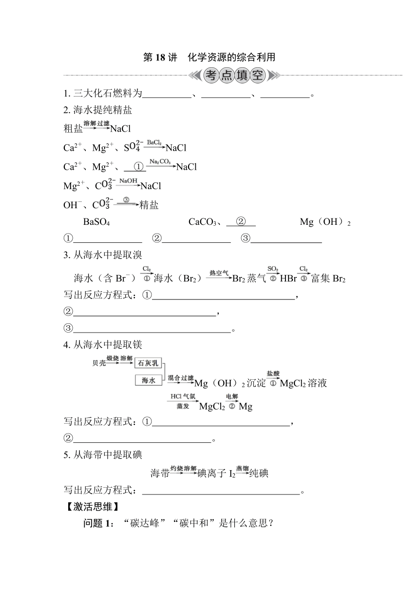 第18讲　化学资源的综合利用（含解析）-2024年江苏省普通高中学业水平合格性考试复习