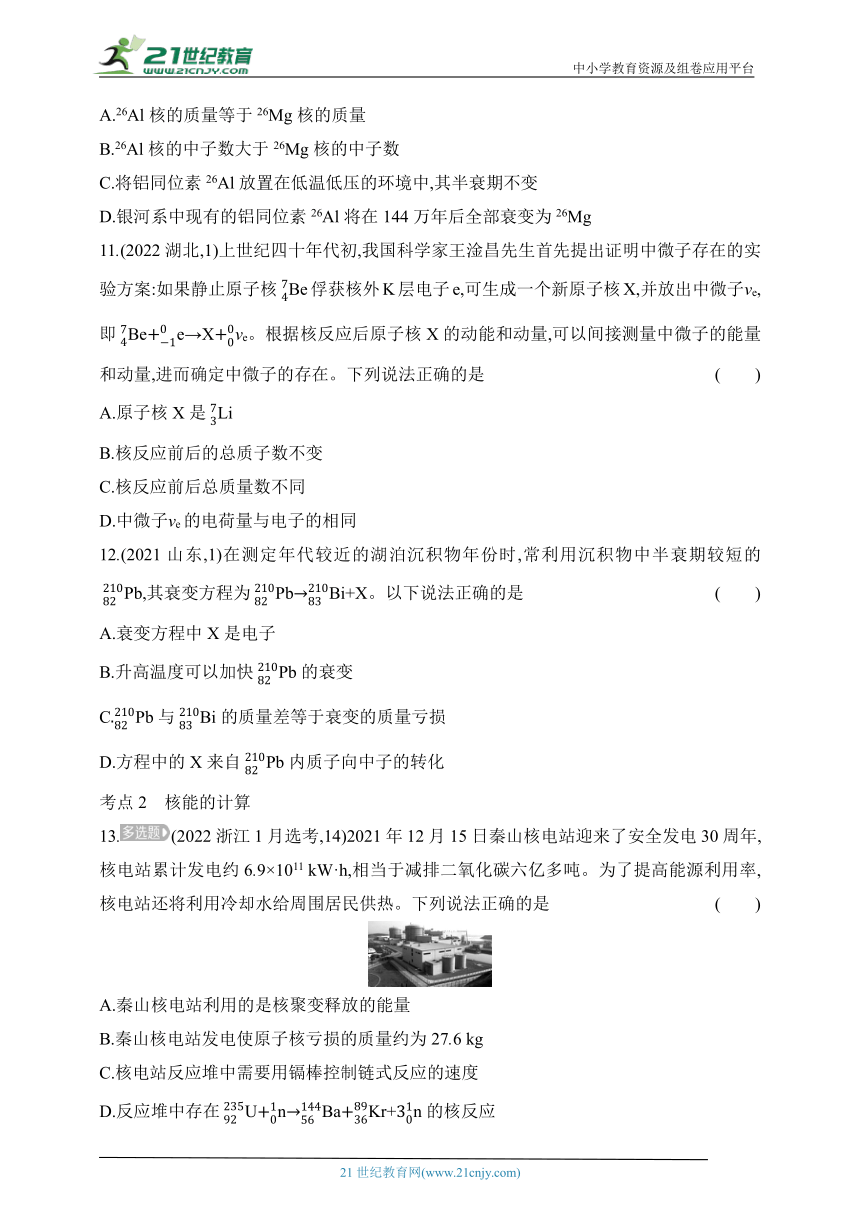 2024鲁科版高中物理选择性必修第三册同步练习--第5章 原子核与核能拔高练