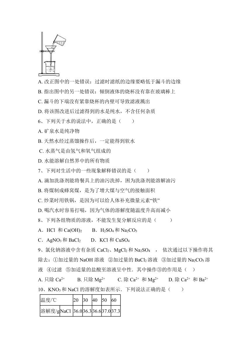 2023—2024学年鲁教版（五四学制）化学九年级全一册第3单元 海水中的化学 期中复习评估（含答案）