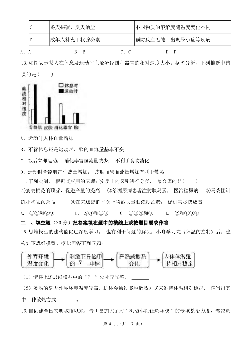 第3章 生命活动的调节 单元测试（含解析）