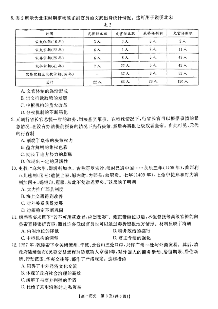 吉林省松原市前郭五中、前郭二中、前郭蒙中2023~2024学年度高一上学期期中测试 历史试卷（PDF版，含解析）