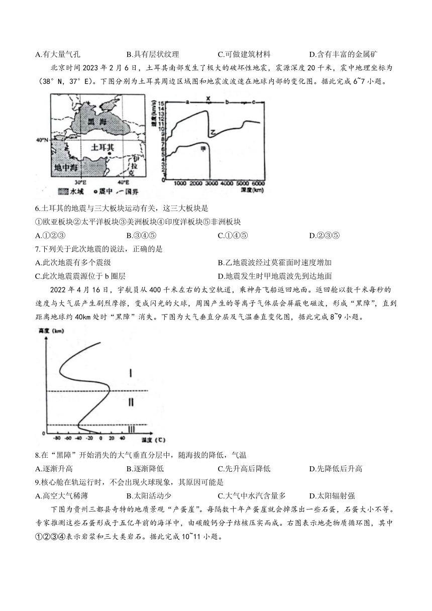 山东省青岛市莱西市2023-2024学年高一上学期11月期中考试地理试题（含答案）