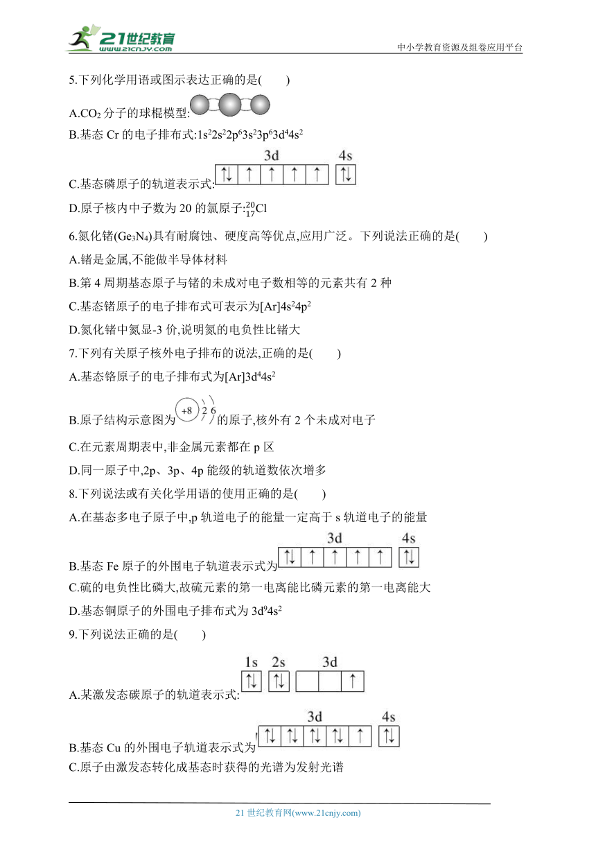 2024苏教版高中化学选择性必修2同步练习题（含解析）--专题2 原子结构与元素性质