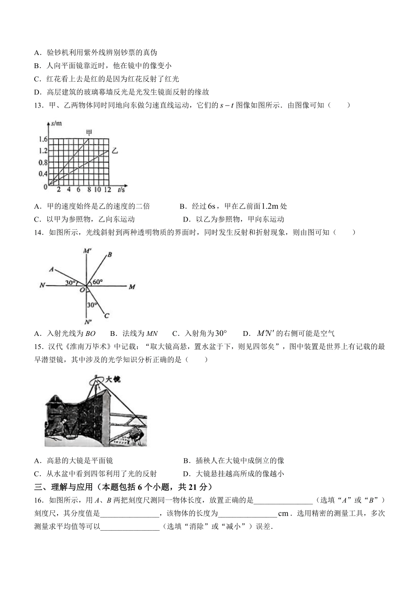 山东省淄博市临淄区2023-2024学年八年级上学期11月期中物理试题（含答案）