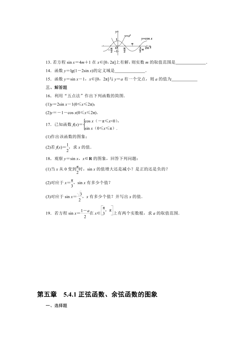 2023-2024学年人教A版数学必修第一册达标自测5.4.1正弦函数、余弦函数的图象（含解析）