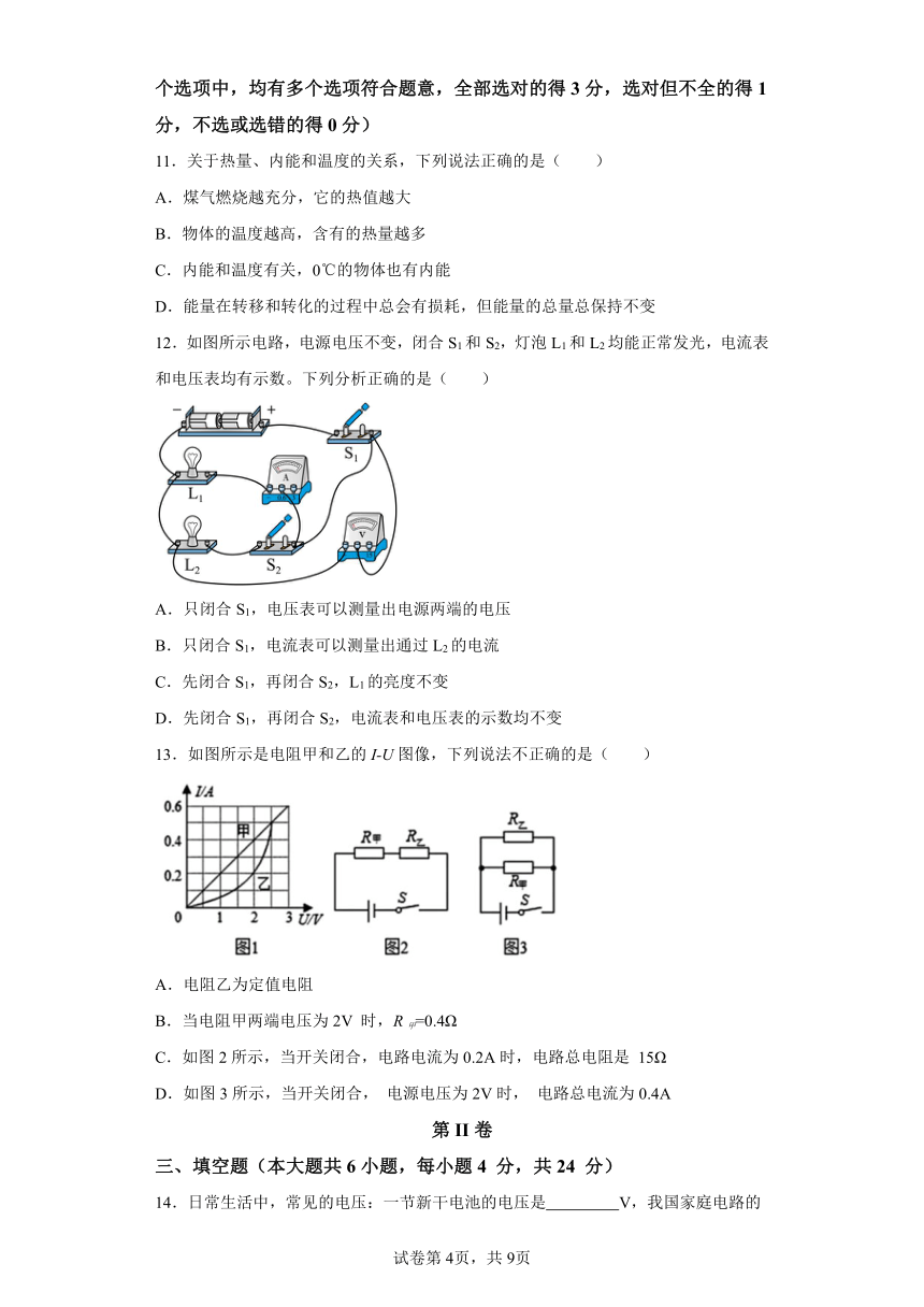 天津市滨海新区2023-2024学年九年级上学期期中物理试题（含解析）