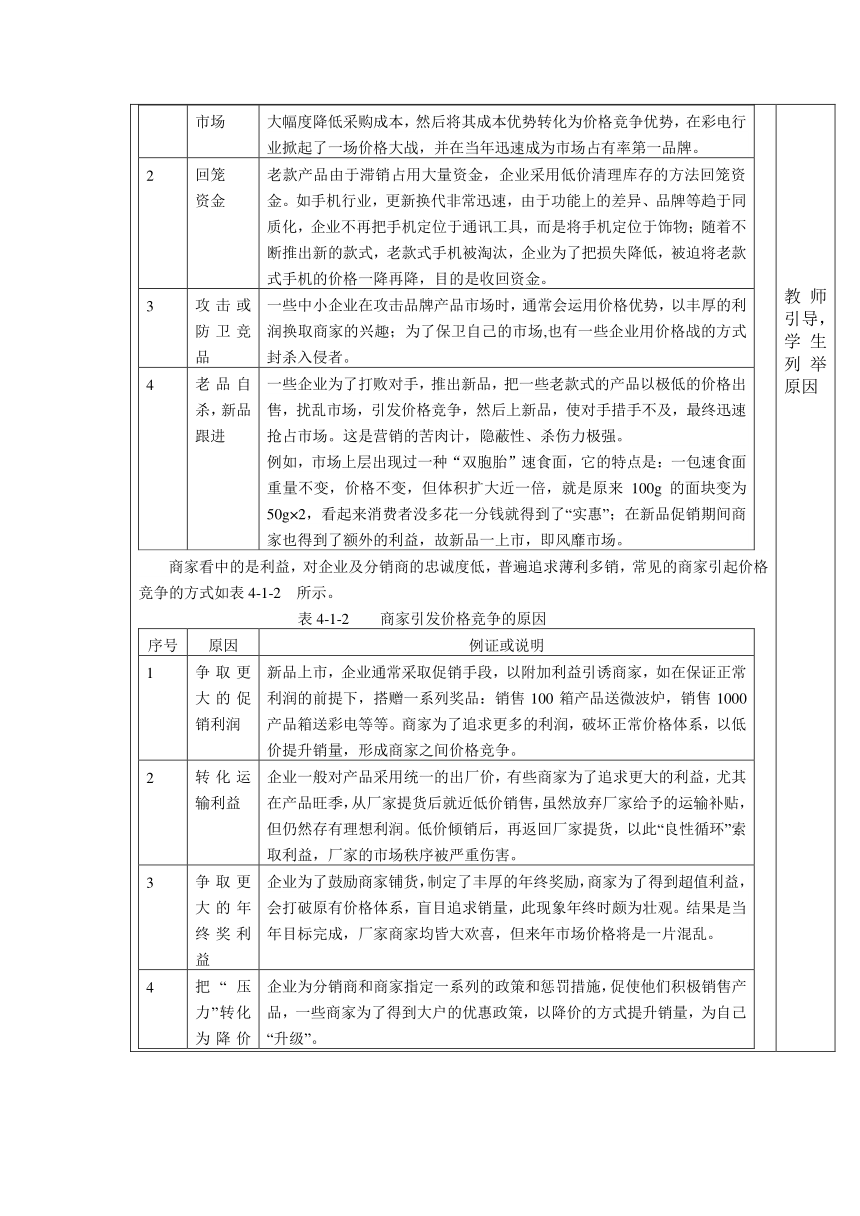 中职语文出版社《电子整机及产品营销实务》  模块 四  电子电器产品的价格策略4．1 熟悉电子电器产品定价方法 教案（表格式）