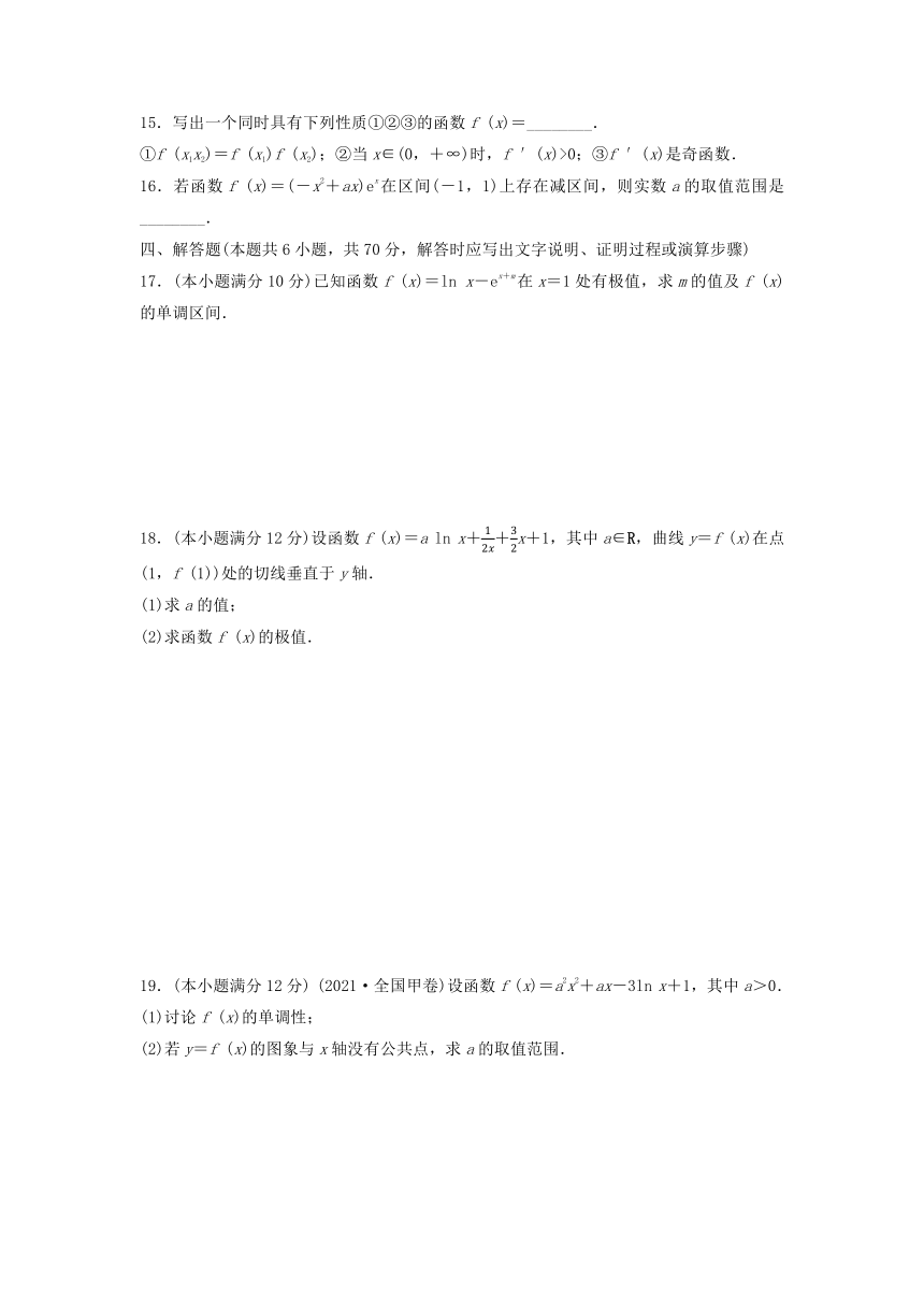 新人教A版选择性必修第二册2023年秋高中数学第五章一元函数的导数及其应用 章末综合测评（含解析）