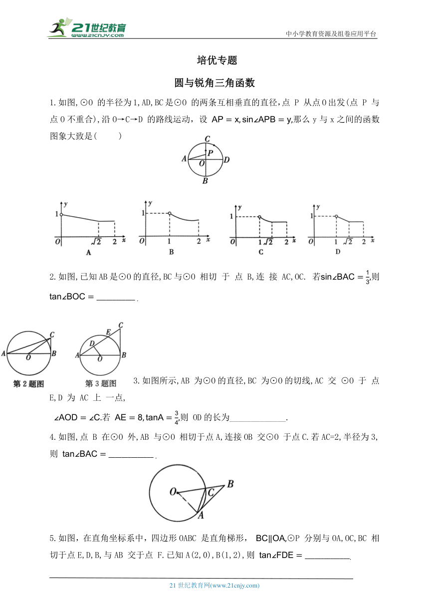 第五章 圆培优专题 圆与锐角三角函数（含答案）