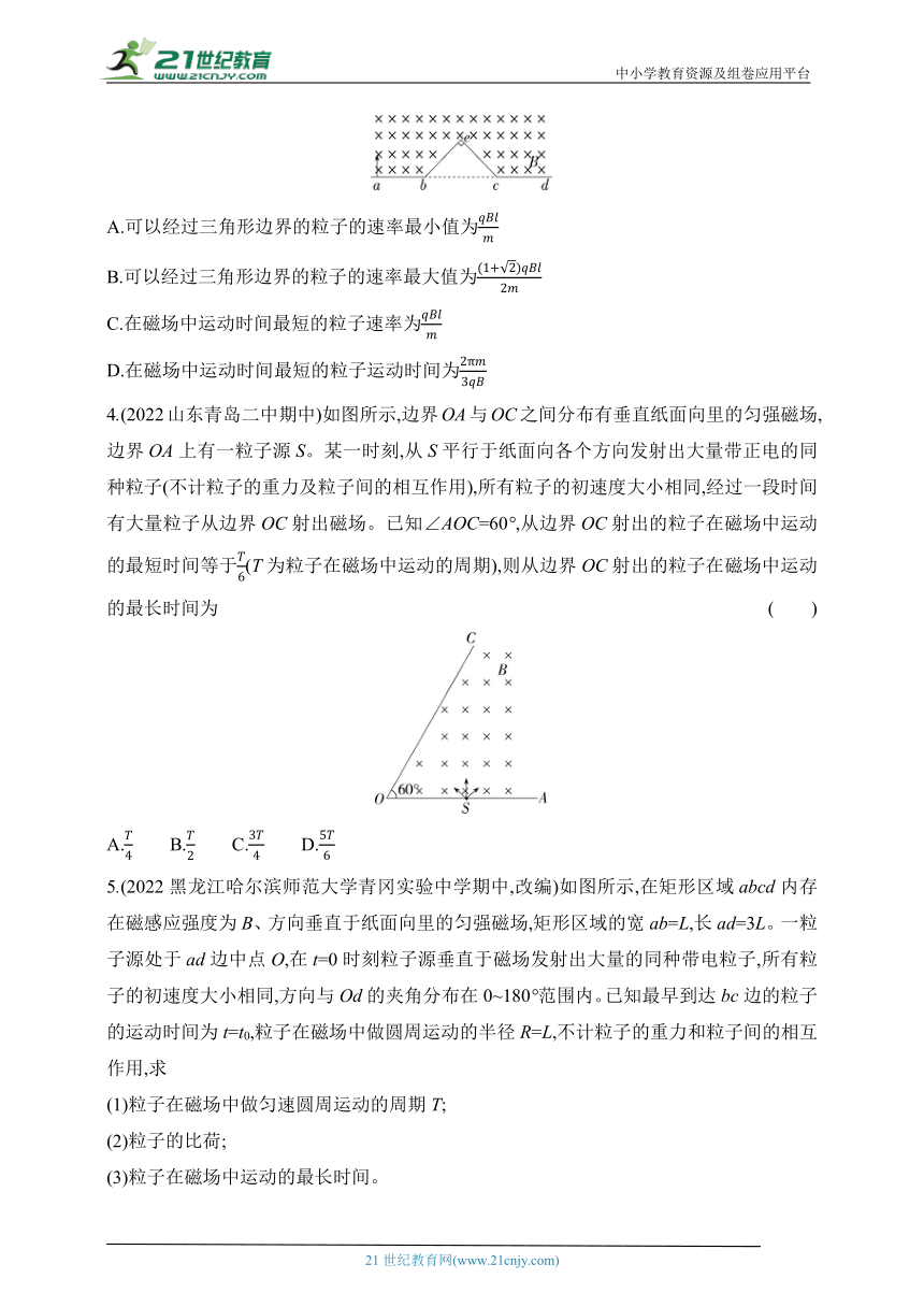 2024鲁科版高中物理选择性必修第二册同步练习--专题强化练3　磁场中的临界、极值问题