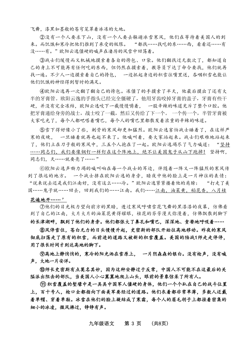 河南省濮阳市2023-2024学年九年级上学期11月期中语文试题（无答案）