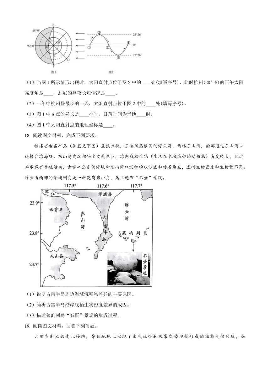 广东省东莞四校2023-2024学年高二上学期期中联考地理试题（原卷版+解析版）