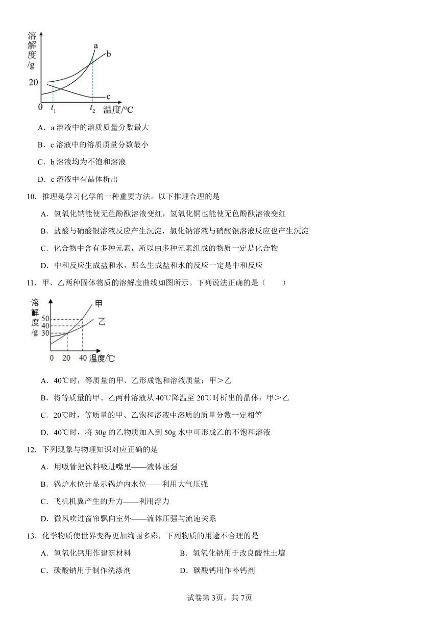 第八单元海水中的化学2023-2024学年九年级化学鲁教版下册（含解析）