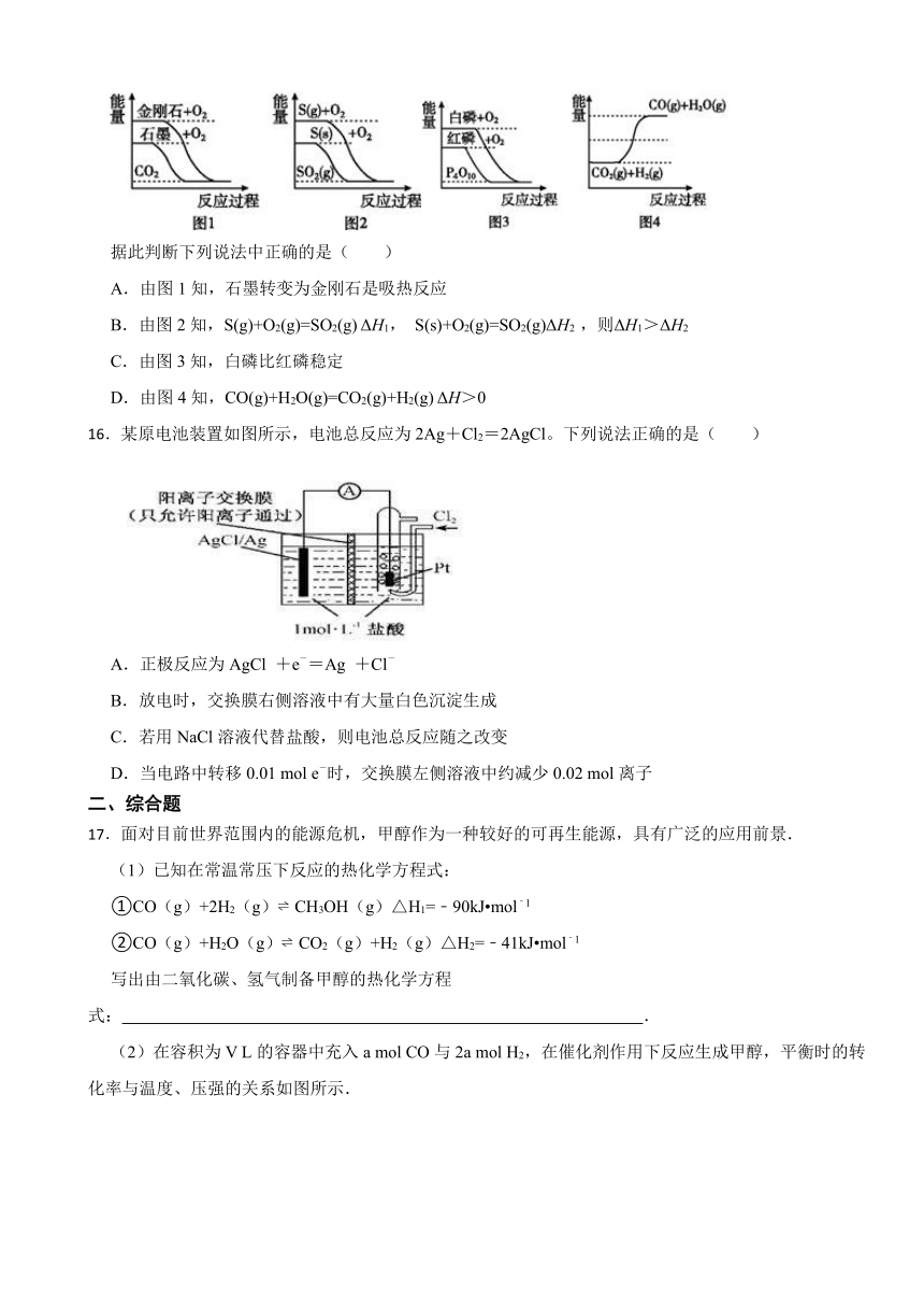 第1章 化学反应与能量转化 测试题（含解析） 2023-2024学年高二上学期化学鲁科版（2019）选择性必修1