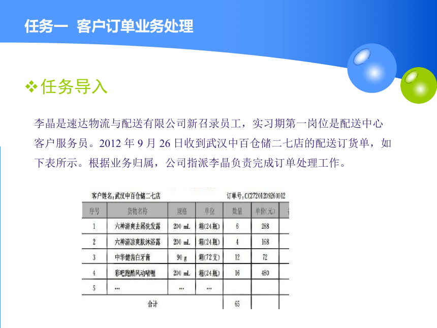 5.1客户订单业务处理 课件(共12张PPT)-《物流客户服务》同步教学（高教版）