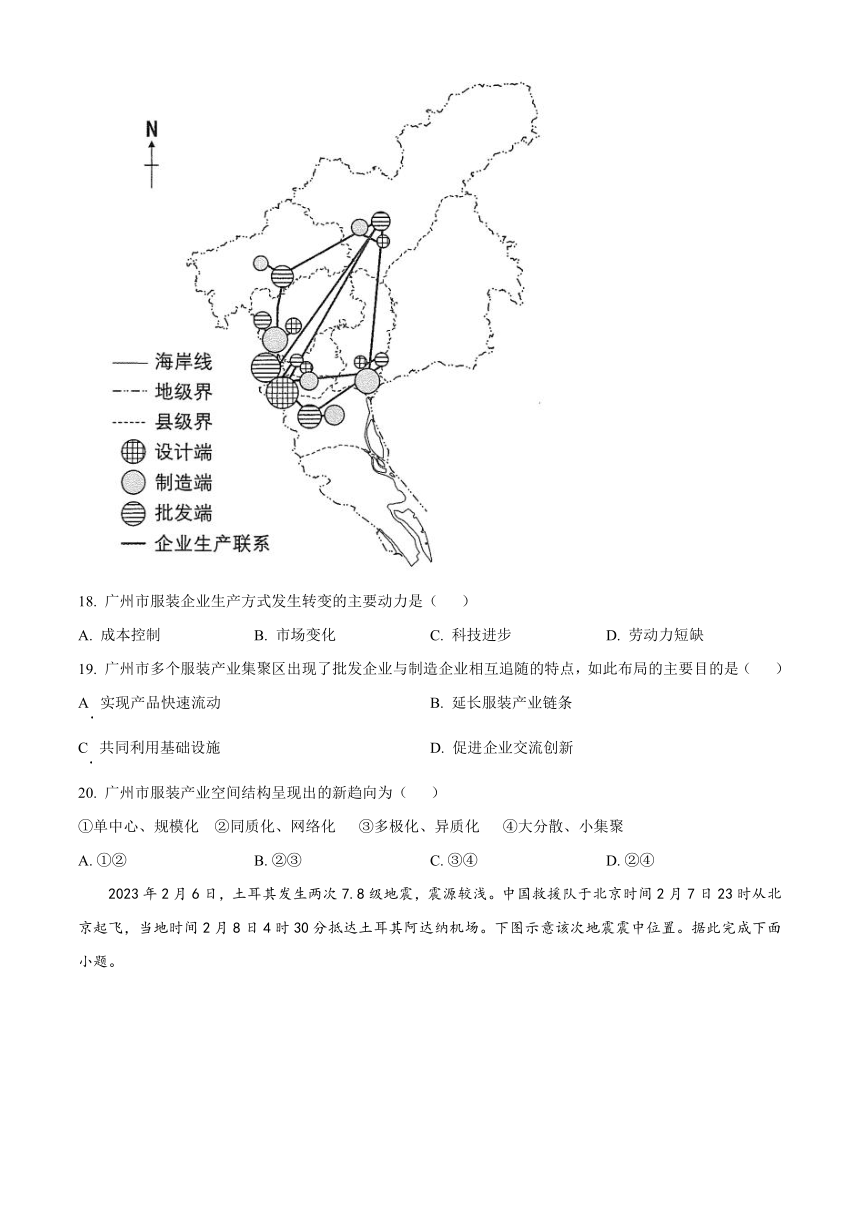 河北省衡水市冀州重点中学2023-2024学年高三上学期期中考试 地理（含解析）