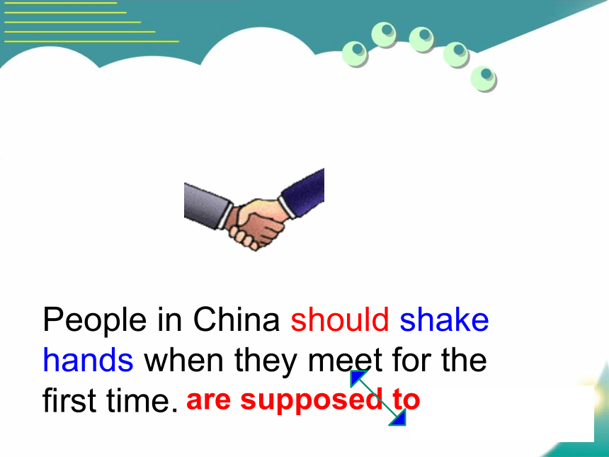 Unit 10 You’re supposed to shake hands.Section A Period 1 (1a — 2d) 课件(共41张PPT 无素材)