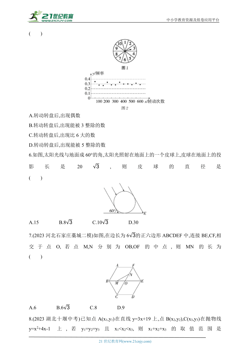 2024冀教版数学九年级下学期课时练--期末素养综合测试（一）（含解析）