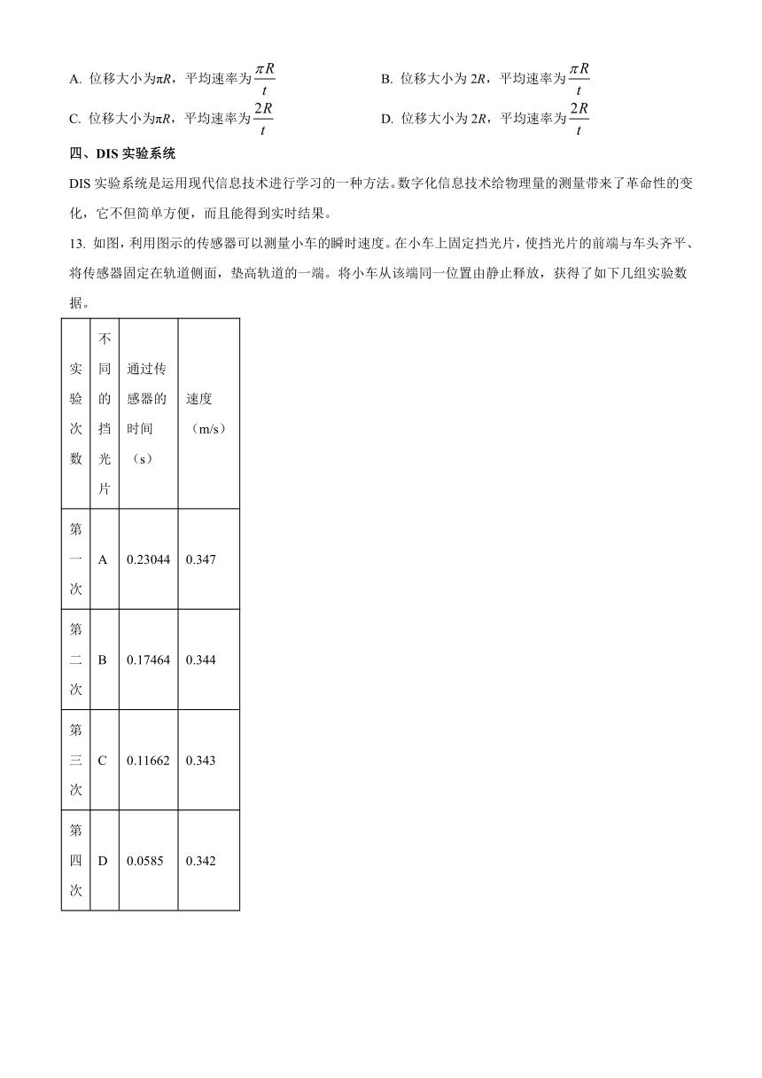 上海市重点大学附属奉贤致远名校2023-2024学年高一上学期期中考试 物理（含解析）