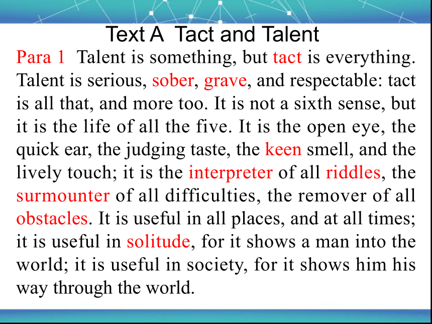 Unit 7 Tact and Talent  课件(共62张PPT)-《商务英语（综合教程1）》同步教学（重庆大学·2017）