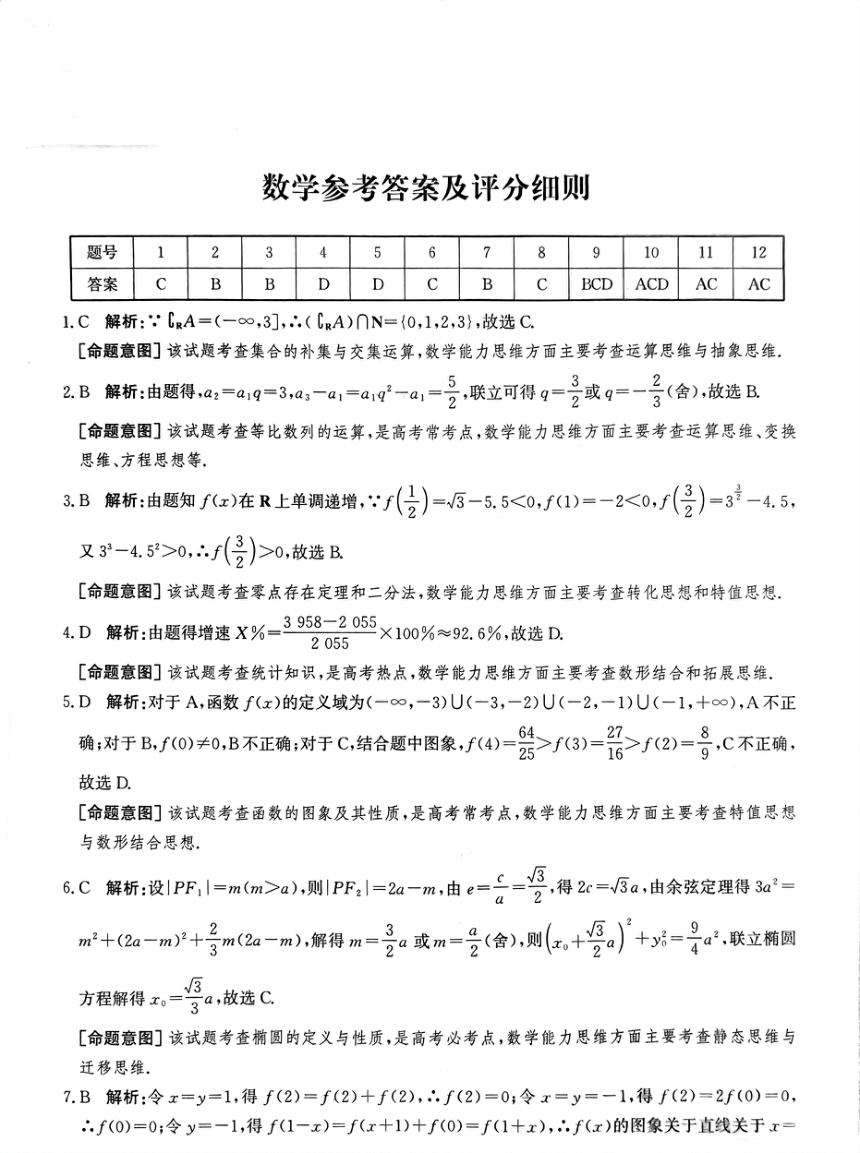 河北省部分重点高中2023-2024学年高三上学期12月普通高考模拟数学试题（PDF版含解析）