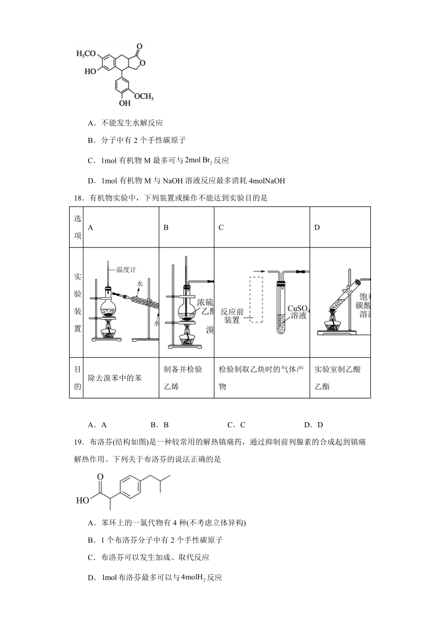 3.4.羧酸 羧酸衍生物 同步训练（含解析） 2023-2024学年高二下学期化学人教版（2019）选择性必修3