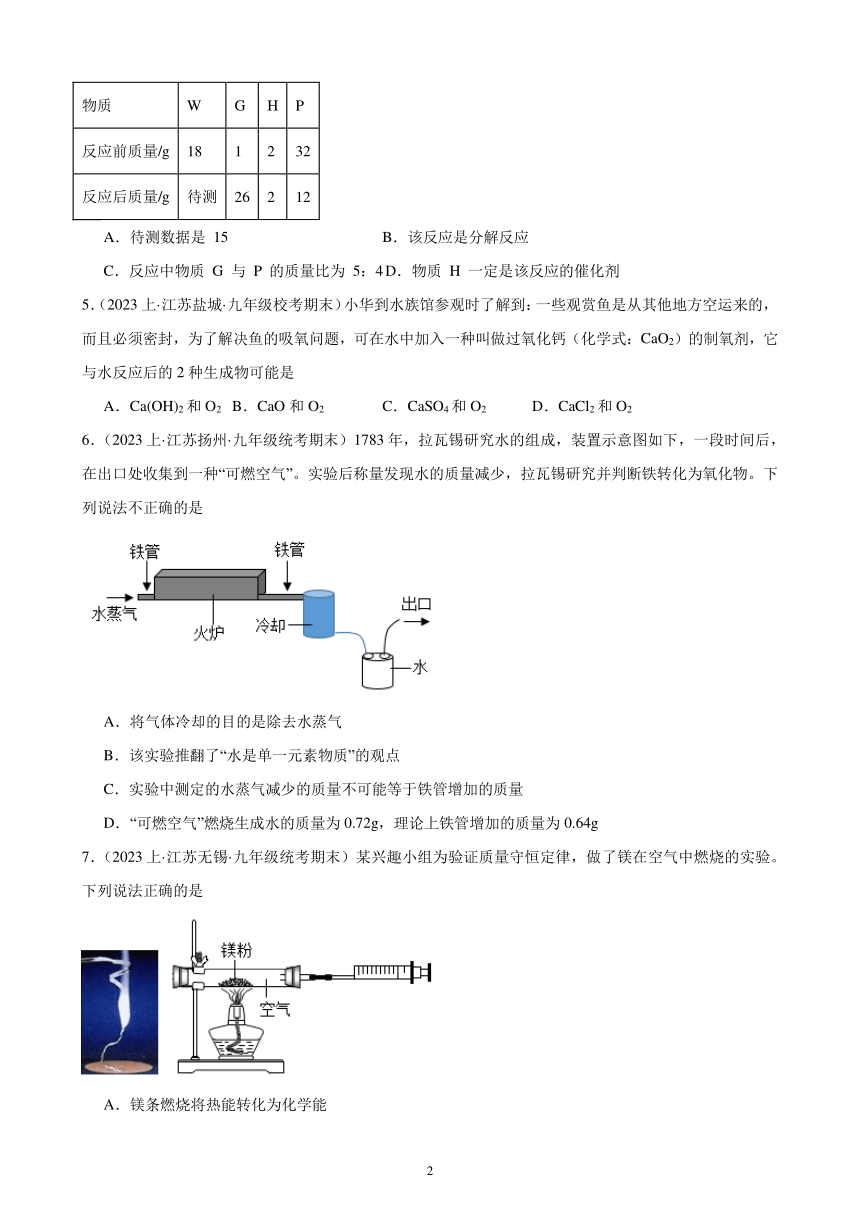 第五单元 化学方程式 综合复习题(含解析)（江苏地区适用）——2023-2024学年人教版化学九年级上册