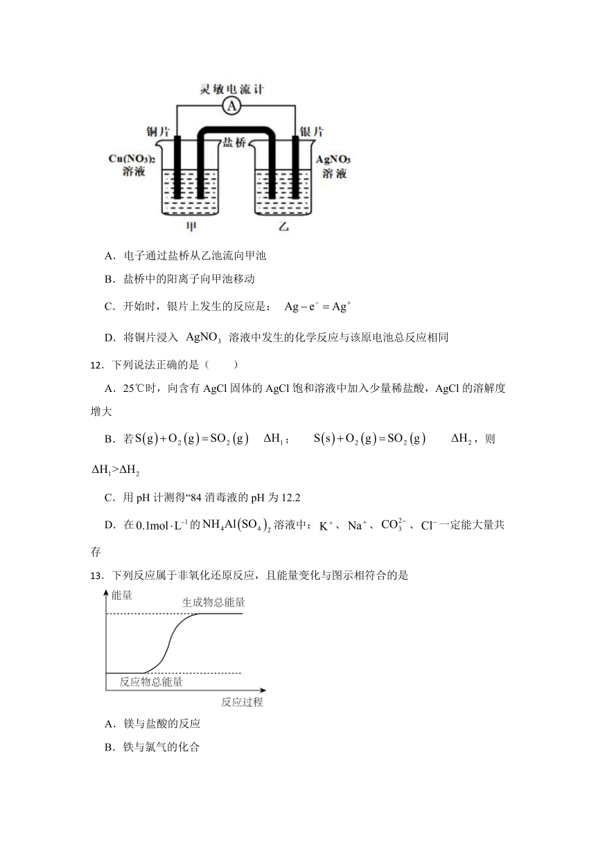 专题1 化学反应与能量变化 专题检测（含解析） 2023-2024学年高二上学期化学苏教版（2019）选择性必修1